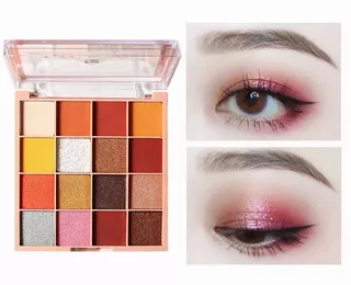 Paleta De Sombras De Ojos Brillantes Nude De 16 Colores