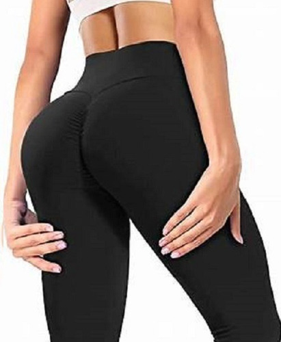 Calza De Supplex Negro Chupin Deportiva Leggings Tiro Alto