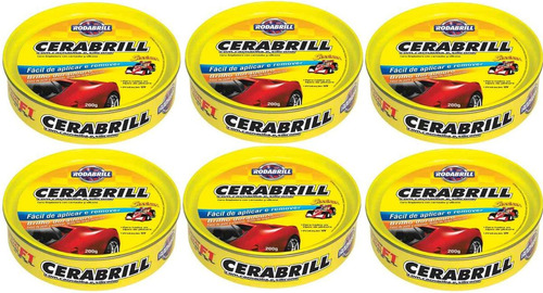 Cx Com 06 Cera Automotiva Cerabrill Lata 200gr Rodabrill