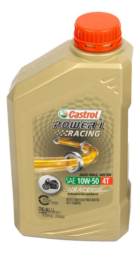 Aceite Sintetico Para Motos Power 1 4t 10w-50 1l Castrol