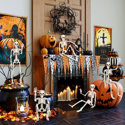 Esqueletos Posicionables Colgantes Kit Decoracion Halloween