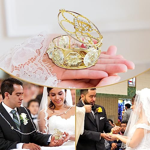 Juego De Arras De Boda Con 13 Monedas Y Caja Dorada