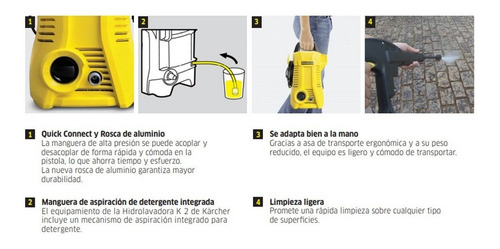 Imagen 4 de 4 de Hidrolavadora eléctrica Kärcher Home & Garden K2 Basic 16731540 de 1.4kW con 110bar de presión máxima 220V - 50Hz/60Hz