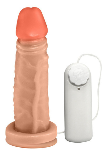 Pênis Em Pvc Flexível Com Vibrador E Ventosa 14,5 X 4cm Bege
