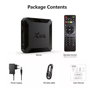 Tv Box 4k Smart Android 10.0 X96q Quad Core 2 Gb Ram 16 Gb