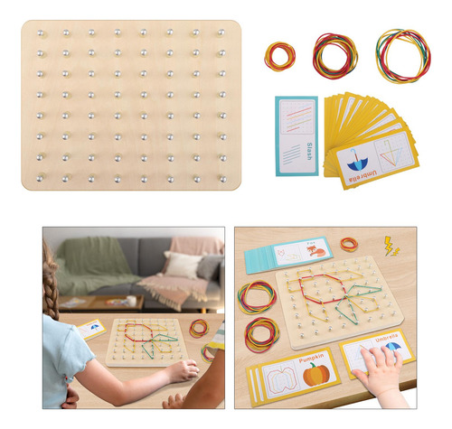 Madera Set Shape Puzzle Matrix Geometry Board Para 3 4 5