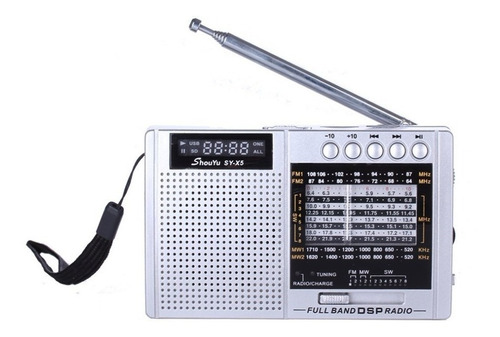 Rádio Receptor Shouyu Sy-x5 Am Fm Sw Ondas Curtas Cartão Tf