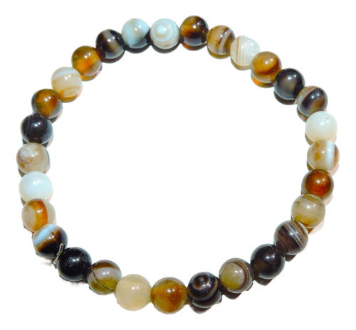 Pulsera Natural Piedra Sardonix Oscura 6 Mm