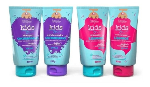 Imagem 1 de 10 de Kit Shampoo E Condicionador Infantil Cabelo Liso E Cacheado 