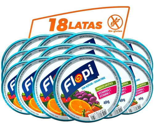 Dulces Flopi Diet Tuti Fruti Display Con 18 Latas