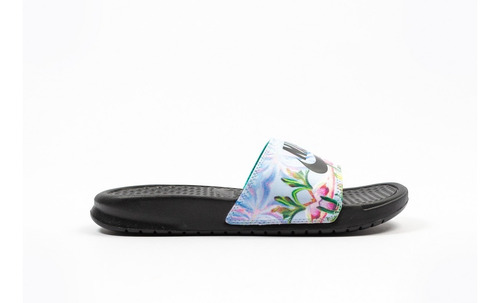 Nike Benassi Jdi Mujer Floreadas - Negro Celeste