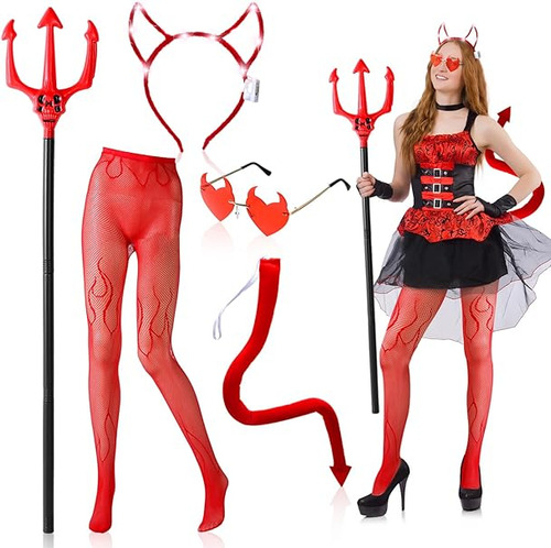 Disfraces Halloween Que Incluyen Cola Demonio Roja Diadema C