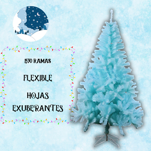 Arbol De Navidad Pino 190 Cm Artificial Colores 1530 Ramas Color Azul claro