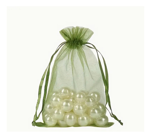 Bolsa Organza  Medida 12x18 Cms  Color Verde 100 Unidades