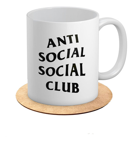 Portavaso Mdf Con Taza Regalo Antisocial Club