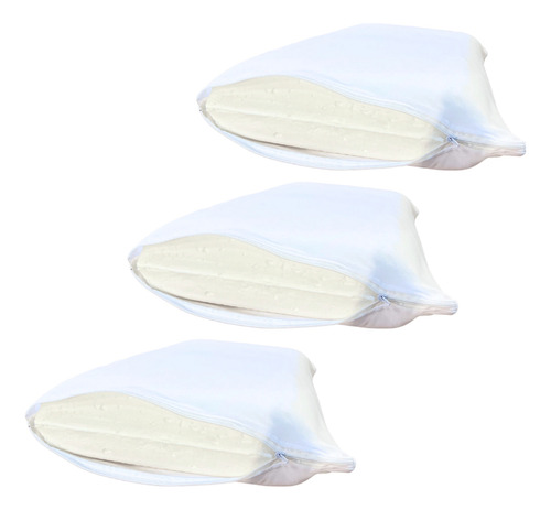 Set X3 Tres Almohadas Inteligente Visco 60x30 Fundas Lavable Blanco