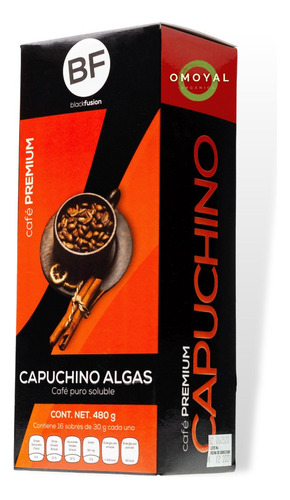 Café Premium Capuchino Algas Black Fusión 16 Sobres De 30g