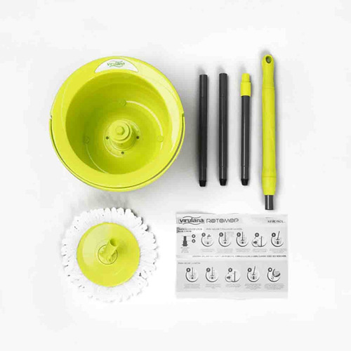 Imagen 3 de 7 de Balde Rotomop Mopa Microfibra Centrifugo Escurridor Virulana Color Verde Claro
