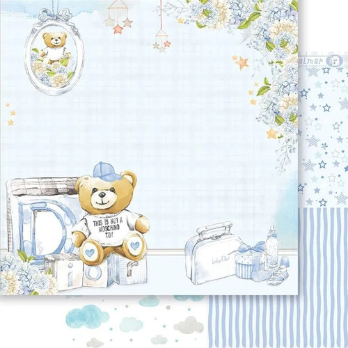 Papel Scrap Dupla Face Menino Urso Sd-1287 30,5x30,5 Litoart Cor Pacotinho De Amor Menino Urso