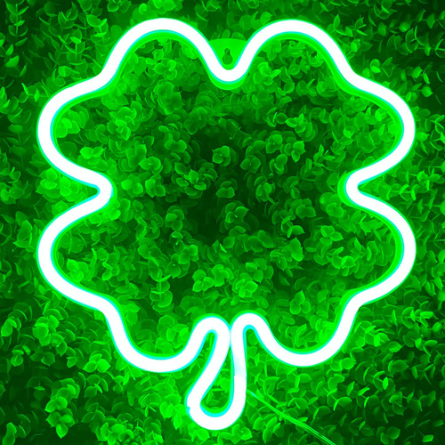 Letrero Neon Forma Trebol Cuatro Hoja Decoracion Dia San Usb