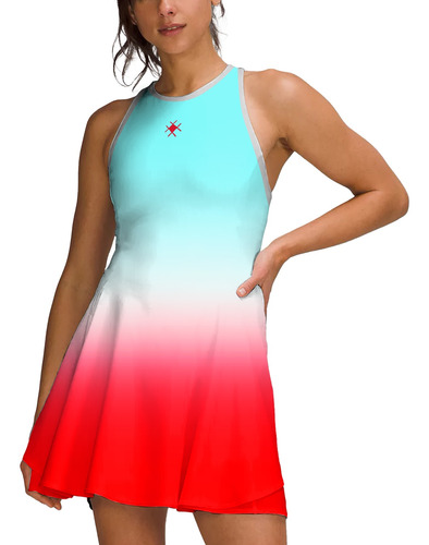 Imagem 1 de 6 de Vestido Beach Tennis C/ Shorts Degradê Vermelho Beachwear