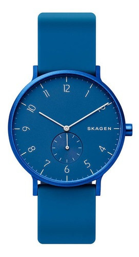 Reloj Skagen Aaren Kulor Aluminio Esfera Azul Unisex Skw6508 Color de la correa Silicona