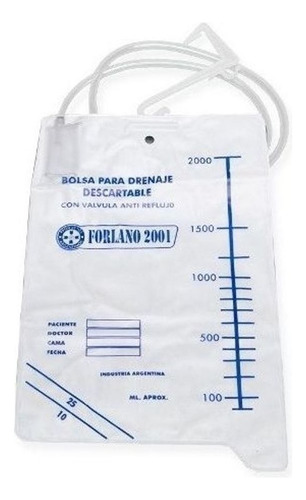 Forlano F2001 Bolsa Orina Sin Desagote 2l Antirreflujo