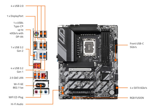 Tarjeta Madre Gigabyte Z890 Ud Wifi6e Atx 1851, 256gb Ddr5