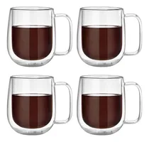 Comprar Pocillo Taza Café 250 Ml Doble Pared Vidrio Borosilicato X4