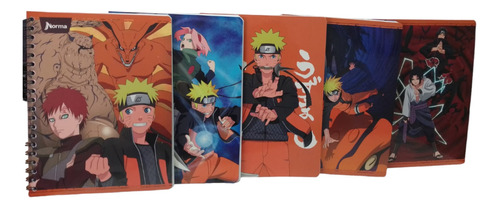 5 Cuadernos Profesional Doble Espiral Norma Naruto 100h Raya