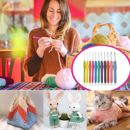 Crochet Kit 11 Tallas, Gganchos Para Tejer Ergonómicas Con