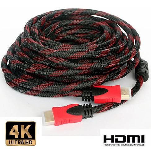 Cable Hdmi Mallado Oro 1080p 4k Doble Filtro 3 Metros
