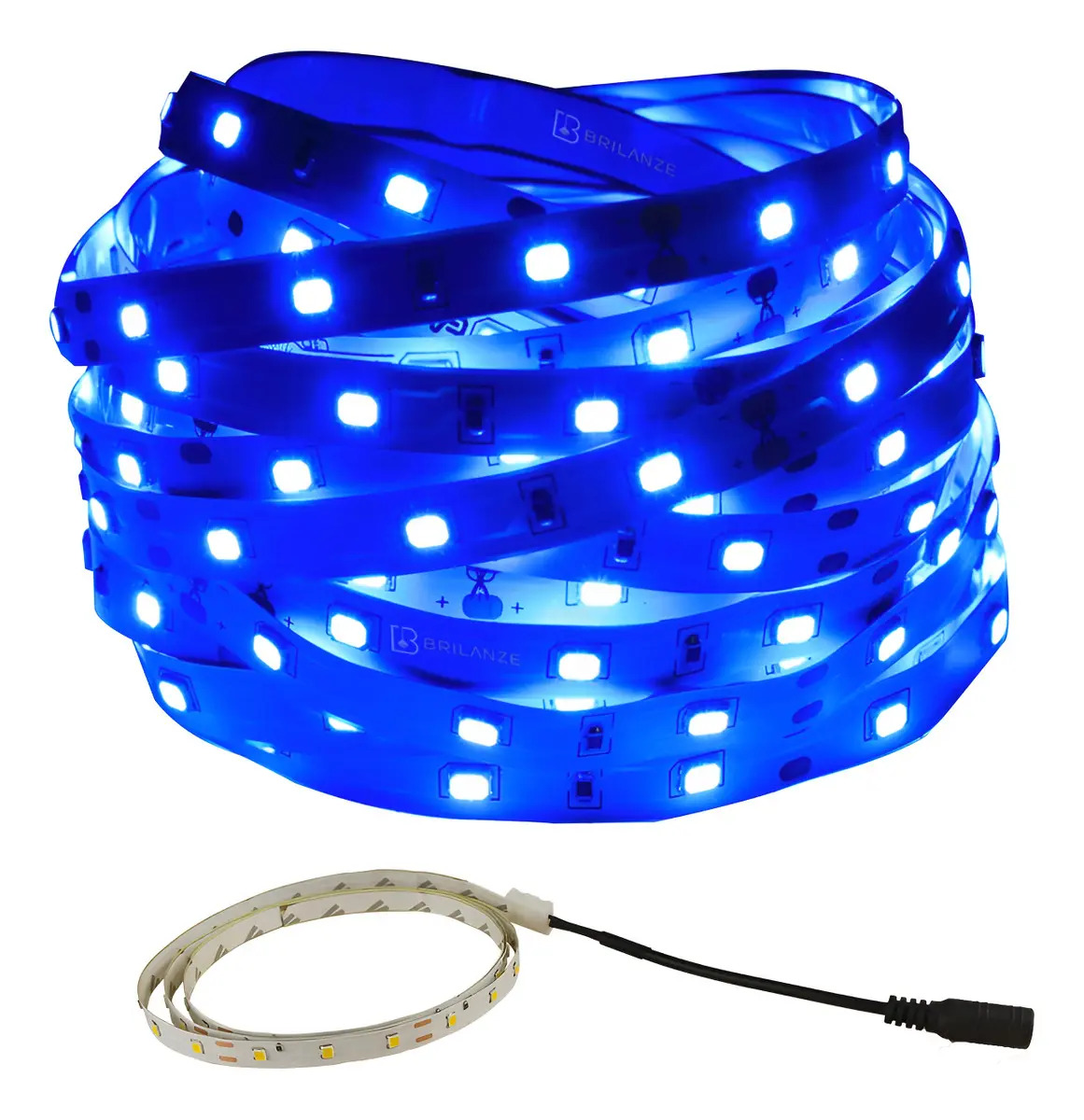 Fita LED Azul Brilanze 1m 2835 12V 60 Leds IP20 Interna Com Fonte Bivolt