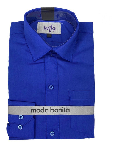 Imagen 1 de 1 de Camisas Botones Manga Larga Colores Lisos Niño Juvenil