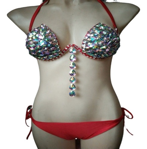 Bikini De Copa Dura Con Aros/bañador De Diamantes