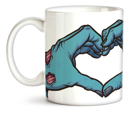 Caneca Xícara Amor Zumbi Mão De Coração Walking Dead Cartoon