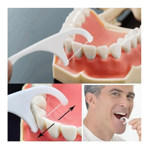 100 Palillos Oral Hilo Dental 2 En 1 Higiene Limpieza Placa