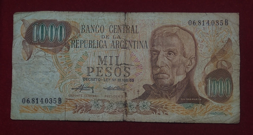 Billete 1000 Pesos Ley Serie B 1975 Bottero 2439 A