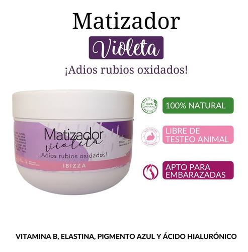 Imagen 3 de 3 de Matizador Crema Violeta Ibizza- Adiós Rubio Oxidado Amarillo