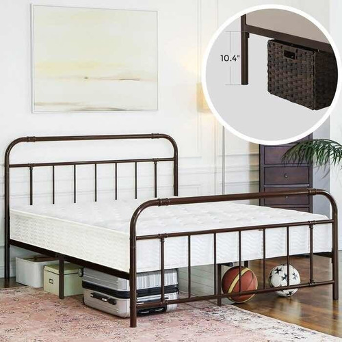 Base Para Cama Queen Size De Metal Marrón Damaris