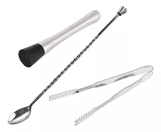 Set De Utensilios De Bar Mortero Cuchara Pinza Bartender