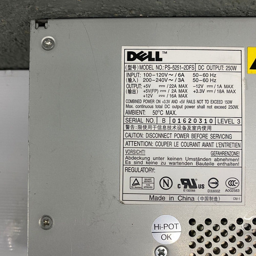 Fonte Real Dell Modelo: Ps-5251-2dfs 20pinos 250w | Parcelamento sem juros Fonte Real Dell Modelo: Ps-5251-2dfs 20pinos 250w | Parcelamento sem juros