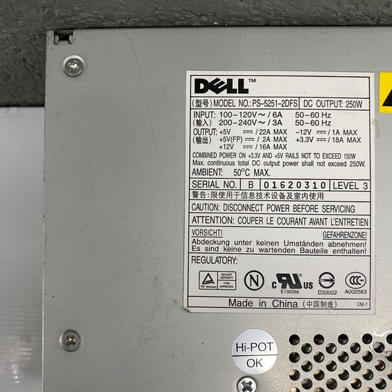Fonte Real Dell Modelo: Ps-5251-2dfs 20pinos 250w | Parcelamento sem juros Fonte Real Dell Modelo: Ps-5251-2dfs 20pinos 250w | Parcelamento sem juros