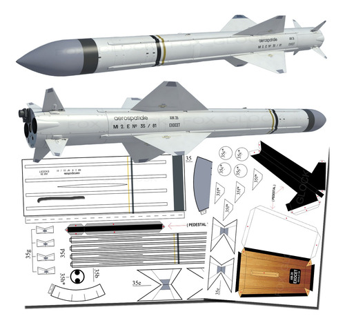 Am 39 Exocet Malvinas  Con Pedestal  Exhibición Papercraft