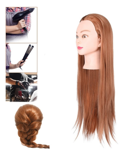 Cabeza Maniquí De Entrenamien Para Práctica Peluquería 70cm