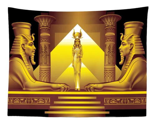 Beleco Tapiz Piramide Egipcia Dorada Diosa Faraon Esfinge 60