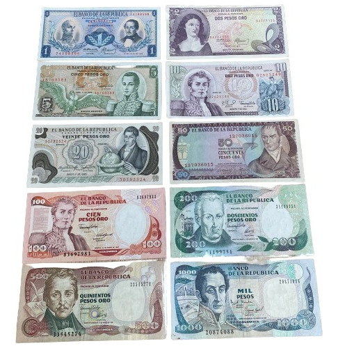 Set De 10 Billetes De Colombia