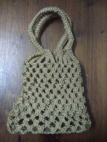 Bolso Cartera Hilo Yute Playero Crochet Nueva