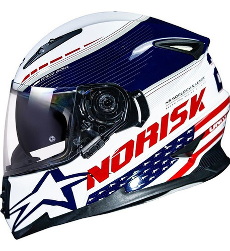 Capacete Norisk Ff302 Grand Prix Usa Eua Branco Azul Cor Branco/Azul/Vermelho Tamanho do capacete 54