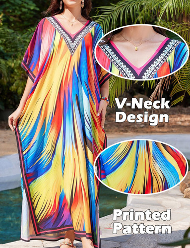 Cárdigan Tipo Kimono Largo De Gasa De Playa Para Mujer